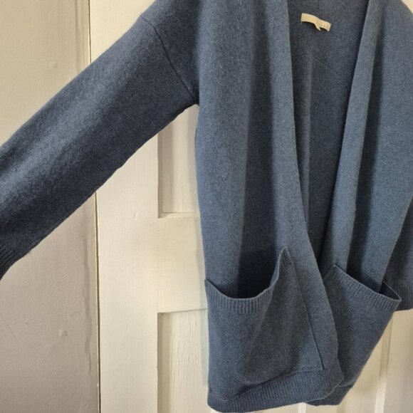 Monk & Lou Slate Blue Open Front Lambswool Angora Cardigan Sweater Sz XS - Picture 3 of 13